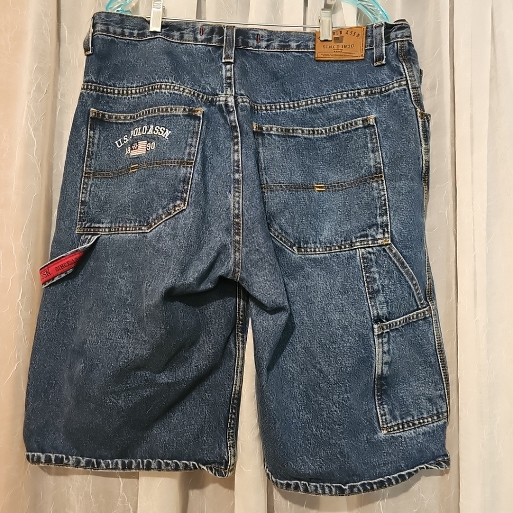 Mens VTG US Polo Assn Denim Jean Carpenter Shorts Baggy Y2K